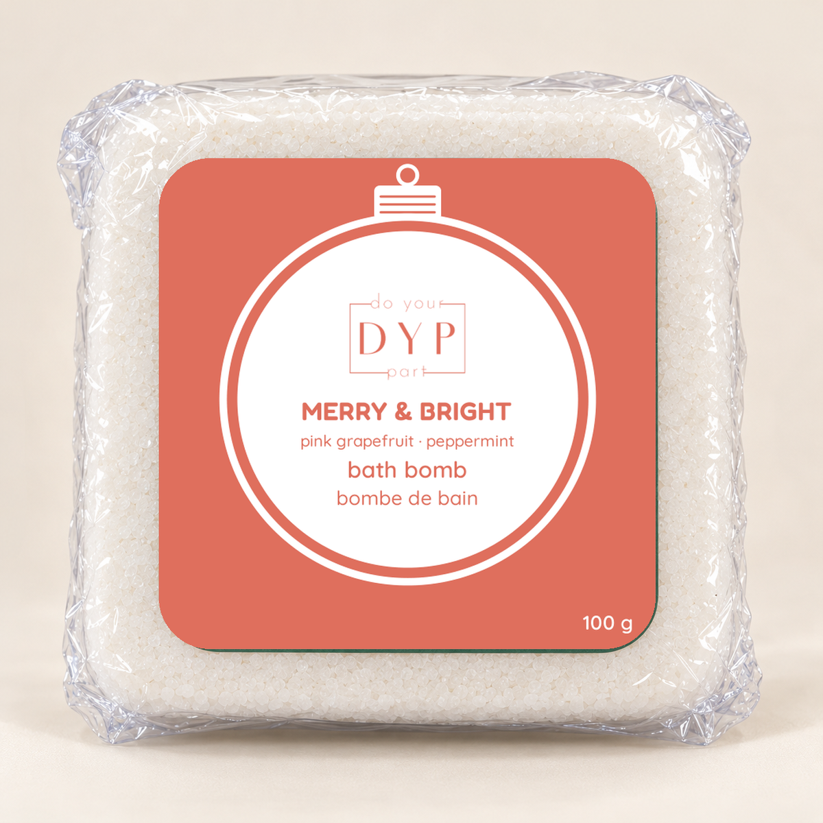 Fizz-mas Day 3 Merry & Bright bath bomb – pink grapefruit, peppermint