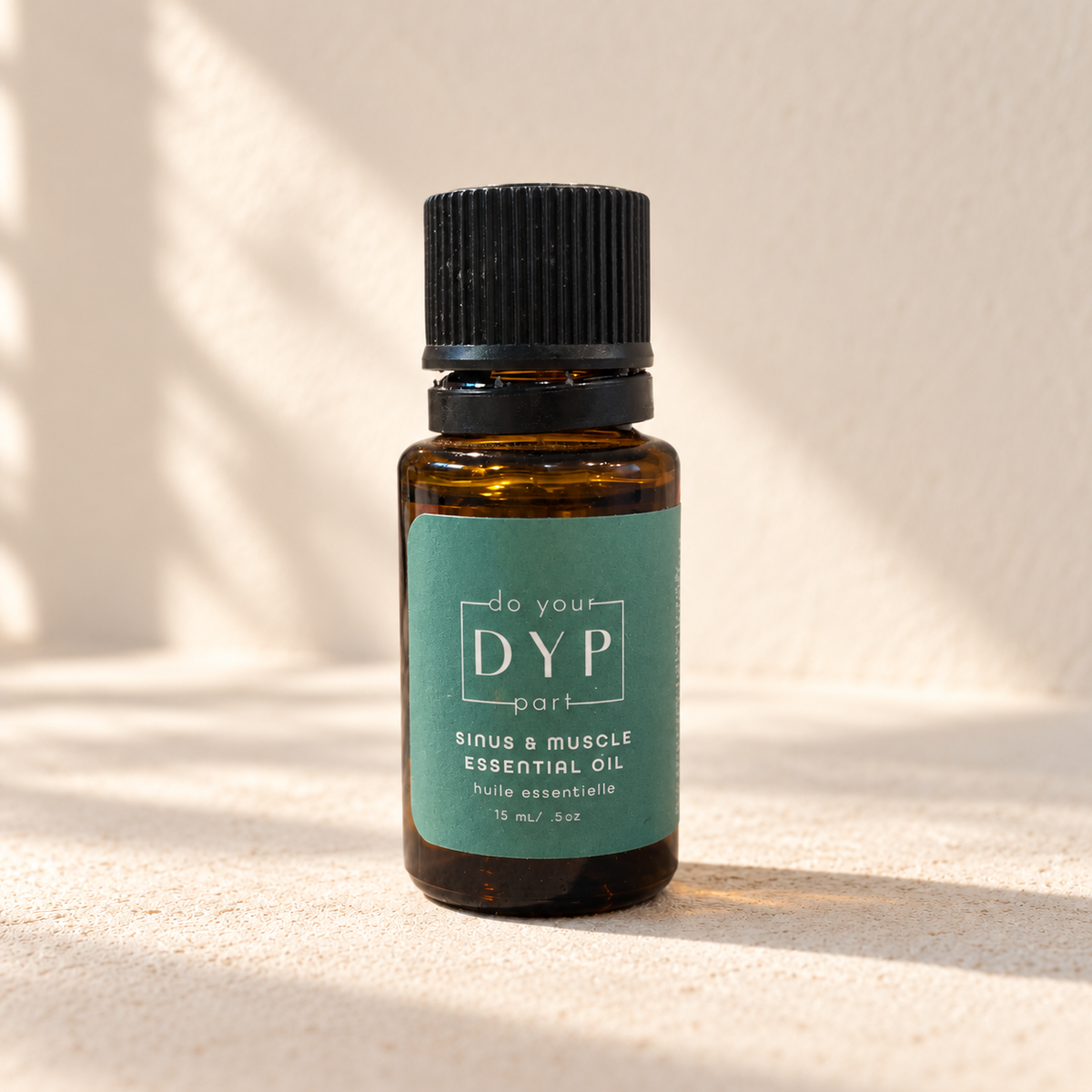 DYP Sinus & Muscle Essential Oil, 15 mL amber glass bottle